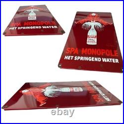 Vintage SPA MONOPOLE Enamel Advertising Sign Softdrinks #4 Email Plaque