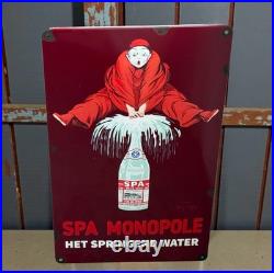 Vintage SPA MONOPOLE Enamel Advertising Sign Softdrinks #4 Email Plaque