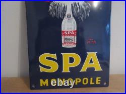Vintage SPA MONOPOLE French Spring Water Enamel Sign Superb Condition