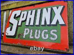 Vintage SPHINX PLUGS Enamel Advertising Sign Motoring Automobilia Petrol Oil