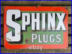 Vintage SPHINX PLUGS Enamel Advertising Sign Motoring Automobilia Petrol Oil