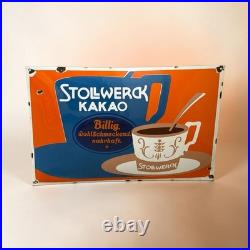Vintage STOLLWERK KAKAO Enamel Advertising Sign Emaille Plaque
