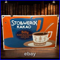 Vintage STOLLWERK KAKAO Enamel Advertising Sign Emaille Plaque