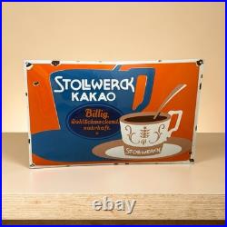 Vintage STOLLWERK KAKAO Enamel Advertising Sign Emaille Plaque