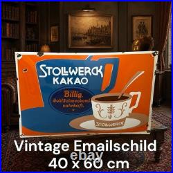 Vintage STOLLWERK KAKAO Enamel Advertising Sign Emaille Plaque