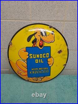 Vintage SUNOCO OIL advertising Button Enamel Sign 30cm Wide Vintage SUNOCO OIL advertising Button Enamel Sign 30cm Wide
