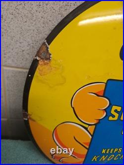 Vintage SUNOCO OIL advertising Button Enamel Sign 30cm Wide