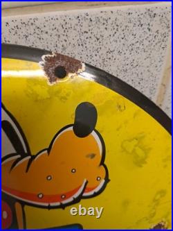 Vintage SUNOCO OIL advertising Button Enamel Sign 30cm Wide