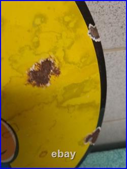 Vintage SUNOCO OIL advertising Button Enamel Sign 30cm Wide