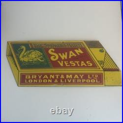 Vintage SWAN VESTAS Hand Printed Porcelain Enamel Advertising Sign Dodo Designs