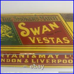 Vintage SWAN VESTAS Hand Printed Porcelain Enamel Advertising Sign Dodo Designs