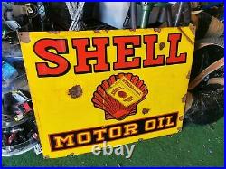Vintage Shell Motor Oil Enamel Sign Stunning Condition