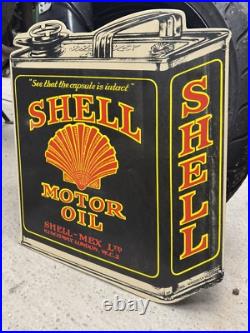 Vintage Shell Oil Can Tin Enamel Sign Advertising Transportation Old