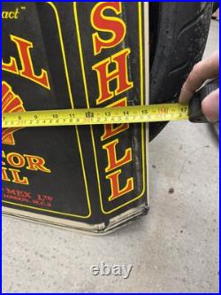 Vintage Shell Oil Can Tin Enamel Sign Advertising Transportation Old