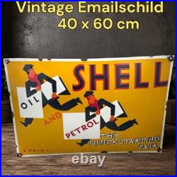 Vintage Shell Shell Oil And Petrol Enamel Advertising Plaque Sign