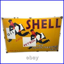 Vintage Shell Shell Oil And Petrol Enamel Advertising Plaque Sign