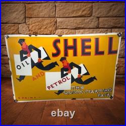 Vintage Shell Shell Oil And Petrol Enamel Advertising Plaque Sign