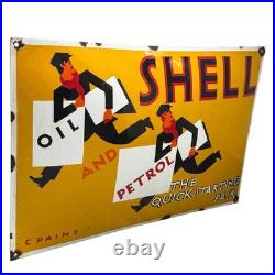 Vintage Shell Shell Oil And Petrol Enamel Advertising Plaque Sign