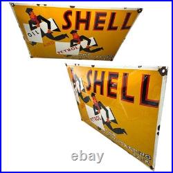 Vintage Shell Shell Oil And Petrol Enamel Advertising Plaque Sign