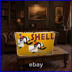 Vintage Shell Shell Oil And Petrol Enamel Advertising Plaque Sign