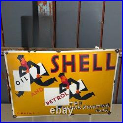 Vintage Shell Shell Oil And Petrol Enamel Advertising Plaque Sign