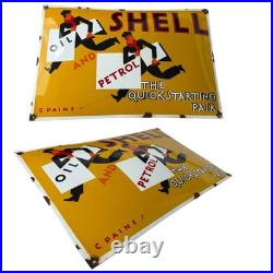 Vintage Shell Shell Oil And Petrol Enamel Advertising Plaque Sign