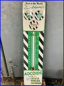 Vintage Sign Enamel Thermometer Duckhams Adcoids Automobilia Petrol Oil Can Tin