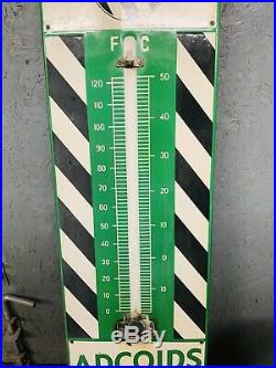 Vintage Sign Enamel Thermometer Duckhams Adcoids Automobilia Petrol Oil Can Tin