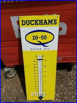 Vintage Sign Enamel Thermometer Duckhams Vgc