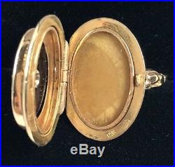 Vintage Signed 10k Solid Yellow Gold Black Onyx Locket Ring 6 1/2