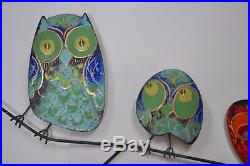 Vintage Signed Curtis Jere Enamel OWL FAMILY Wall Sculpture Artisan House
