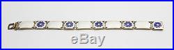 Vintage Signed DAVID ANDERSEN NORWAY Sterling Enamel Guilloche Link Bracelet