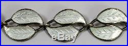 Vintage Signed David Andersen Norway Sterling Silver White Leaf Enamel Necklace
