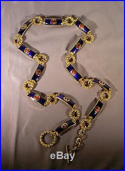Vintage Signed Gucci Made in Italy Enameled Goldtone Chain Link Belt 34 Long