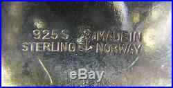Vintage Signed Hans Myhre Norway Sterling Silver White Enamel Earrings