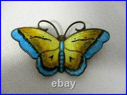 Vintage Signed Hroar Prydz Norway Sterling Silver Enamel Butterfly Brooch Pin