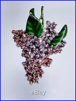 Vintage Signed MFA Museum of Fine Arts Enamel Lilac Flower Brooch Pin(Z19)