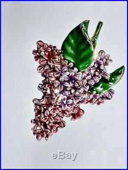 Vintage Signed MFA Museum of Fine Arts Enamel Lilac Flower Brooch Pin(Z19)