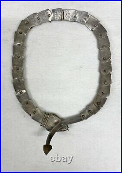 Vintage Signed Margot De Taxco Serpent Snake Enamel Sterling Silver Necklace