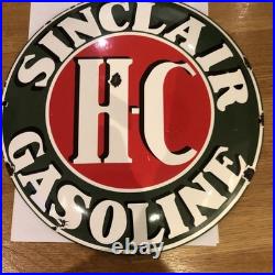 Vintage Sinclair Hc Gasoline Enamel Sign 30cm Diameter Lovely Display Item