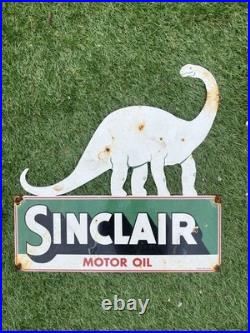 Vintage Sinclair Motor Oil Dinosaur Enamel Sign Petrol Oil Vintage Sinclair Motor Oil Dinosaur Enamel Sign Petrol Oil
