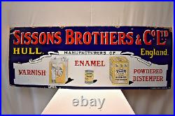 Vintage Sisson'S Brothers Porcelain Enamel Sign Board By F Francis And Sons Rare