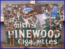 Vintage Smith's Pinewood Cigarettes Double Sided Enamel Advertising Sign