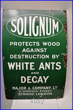 Vintage Solignum Porcelain Enamel Sign Board Major & Company London Patent Ename