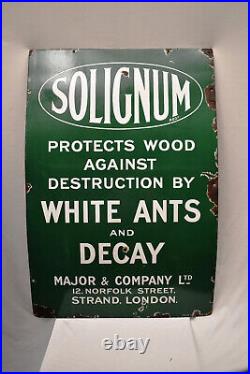 Vintage Solignum Porcelain Enamel Sign Board Major & Company London Patent Ename