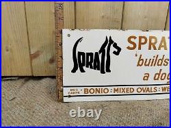 Vintage Spratts Biuld Up A Dog Enamel Sign