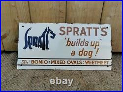 Vintage Spratts Biuld Up A Dog Enamel Sign