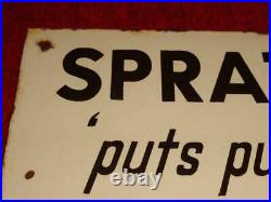 Vintage Spratts Cat Food Enamel Sign Puts Pussy Into Fine Form
