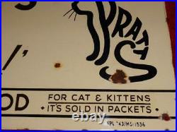 Vintage Spratts Cat Food Enamel Sign Puts Pussy Into Fine Form