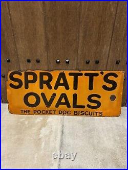 Vintage Spratts Ovals Dog Biscuits Enamel Sign 30cm H x 75cm W